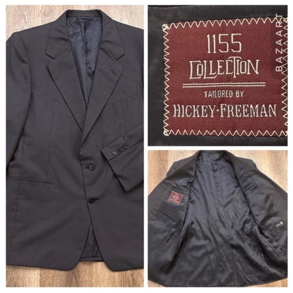 HICKEY FREEMAN '1155' Blazer ￼Sport Coat 42 R Navy Blue￼‎ Wool Full Canvas USA